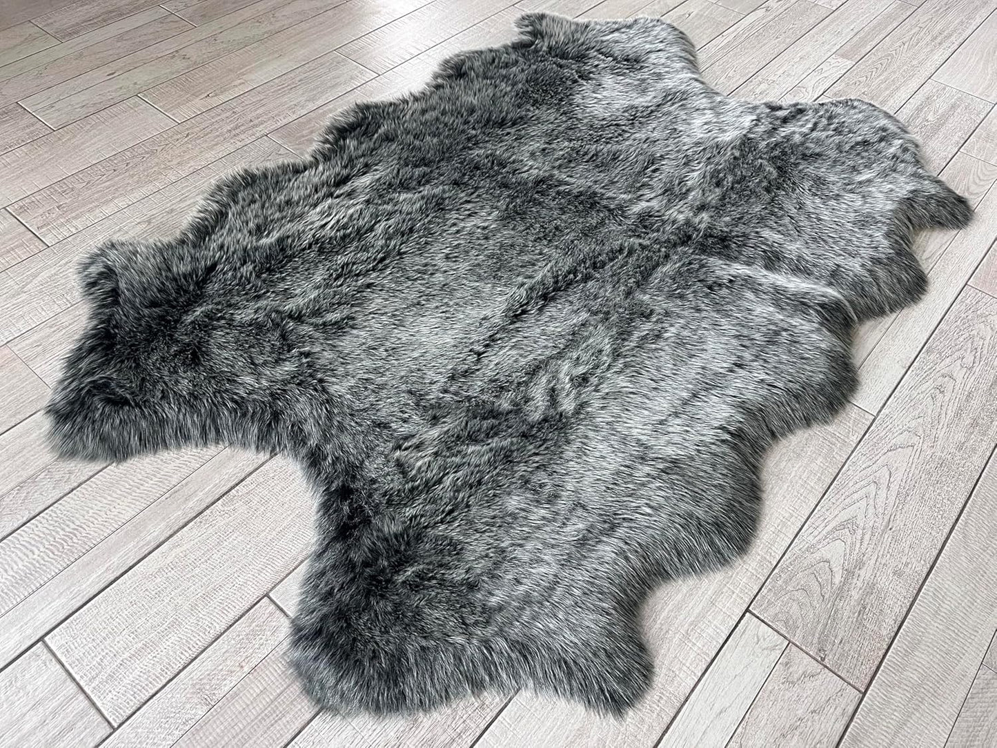 LAMBZY Faux Sheepskin Super Soft Hypoallergenic Free Shape Silky Shag Rug, Luxury Shaggy Silky