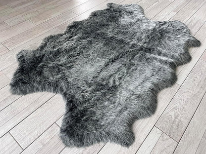 LAMBZY Faux Sheepskin Super Soft Hypoallergenic Free Shape Silky Shag Rug, Luxury Shaggy Silky