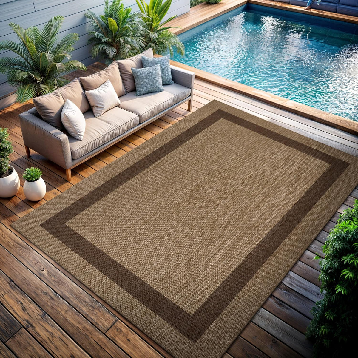 CAMILSON Outdoor Rug 6x9 - Modern Outside Rugs for Patios Porches Waterproof Durable Washable