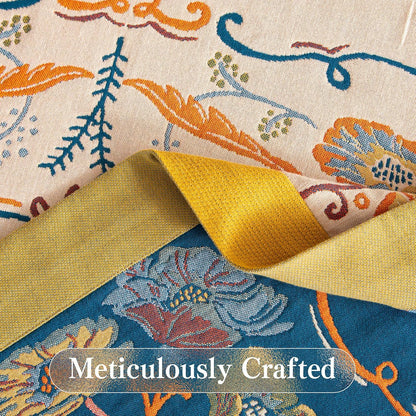 Boho Throw Blanket Twin Size, Soft Cozy Cotton Muslin Quilt Blanket for Bed Decor, Floral Patterned