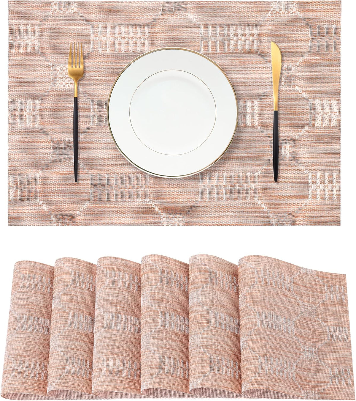 Leetaltree Coral Placemats Set of 6 - Heat Resistant Non-Slip Place mats for Dining Table, Washable