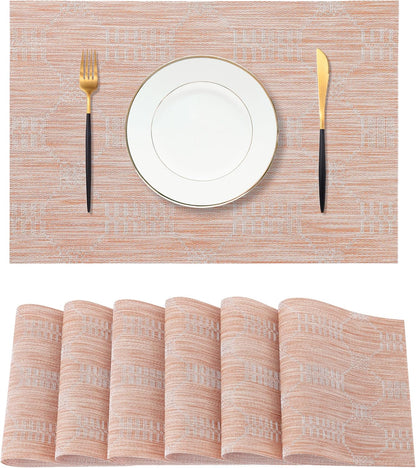 Leetaltree Coral Placemats Set of 6 - Heat Resistant Non-Slip Place mats for Dining Table, Washable