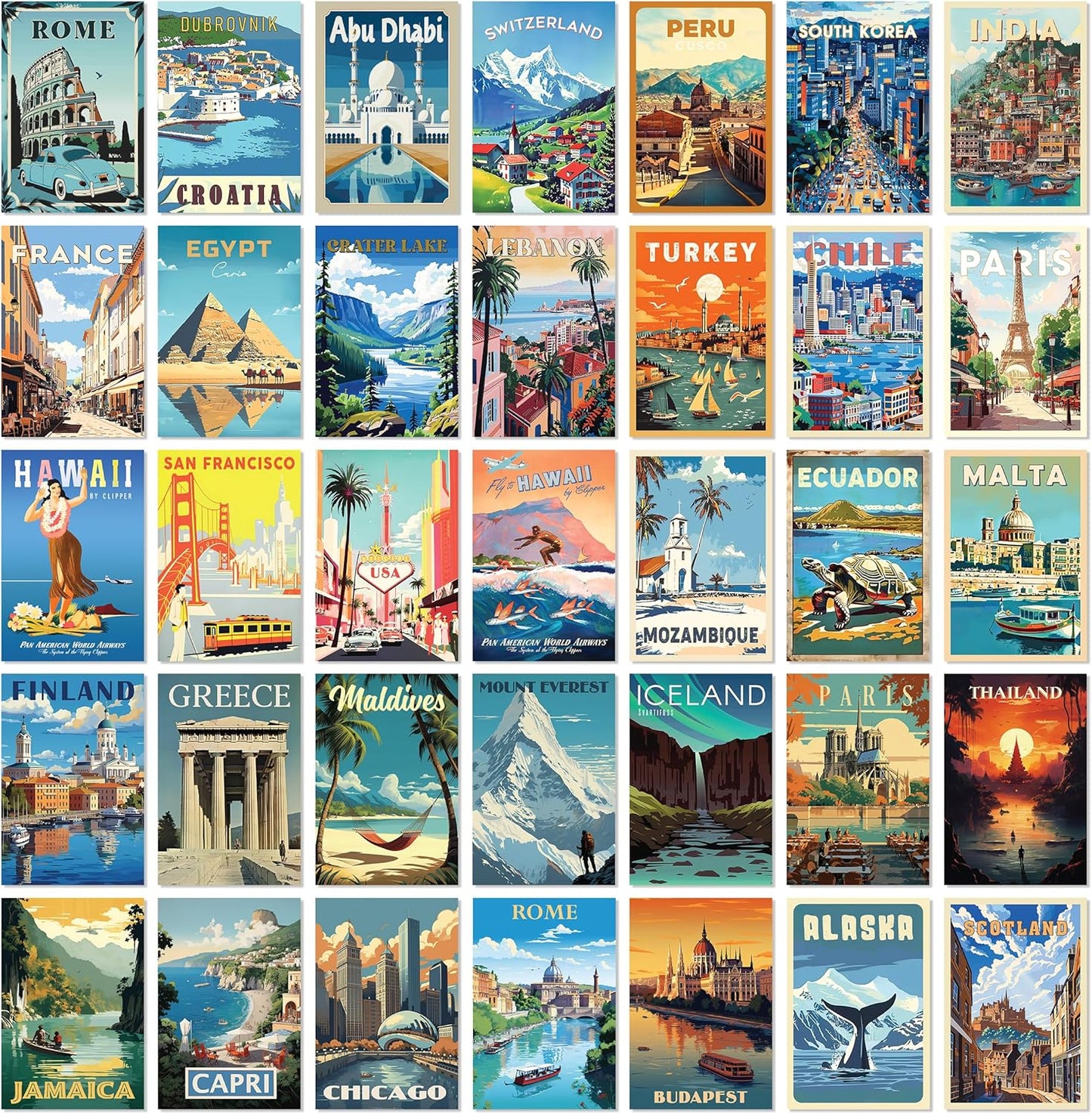 97 Decor Vintage Travel Decor - Travel Posters Wall Art Prints, Vintage Postcards from Around The