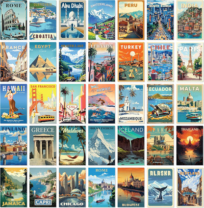 97 Decor Vintage Travel Decor - Travel Posters Wall Art Prints, Vintage Postcards from Around The