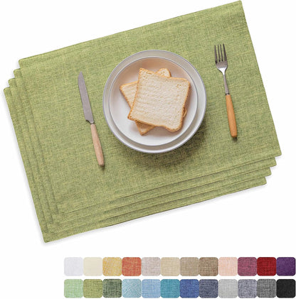 Home Brilliant Green Placemats Set of 4 Washable Place Mats Linen Placemats Heat Resistant Table