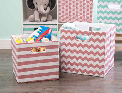 DII Collapsible Polyester Storage Cube, Chevron, Rose, Large