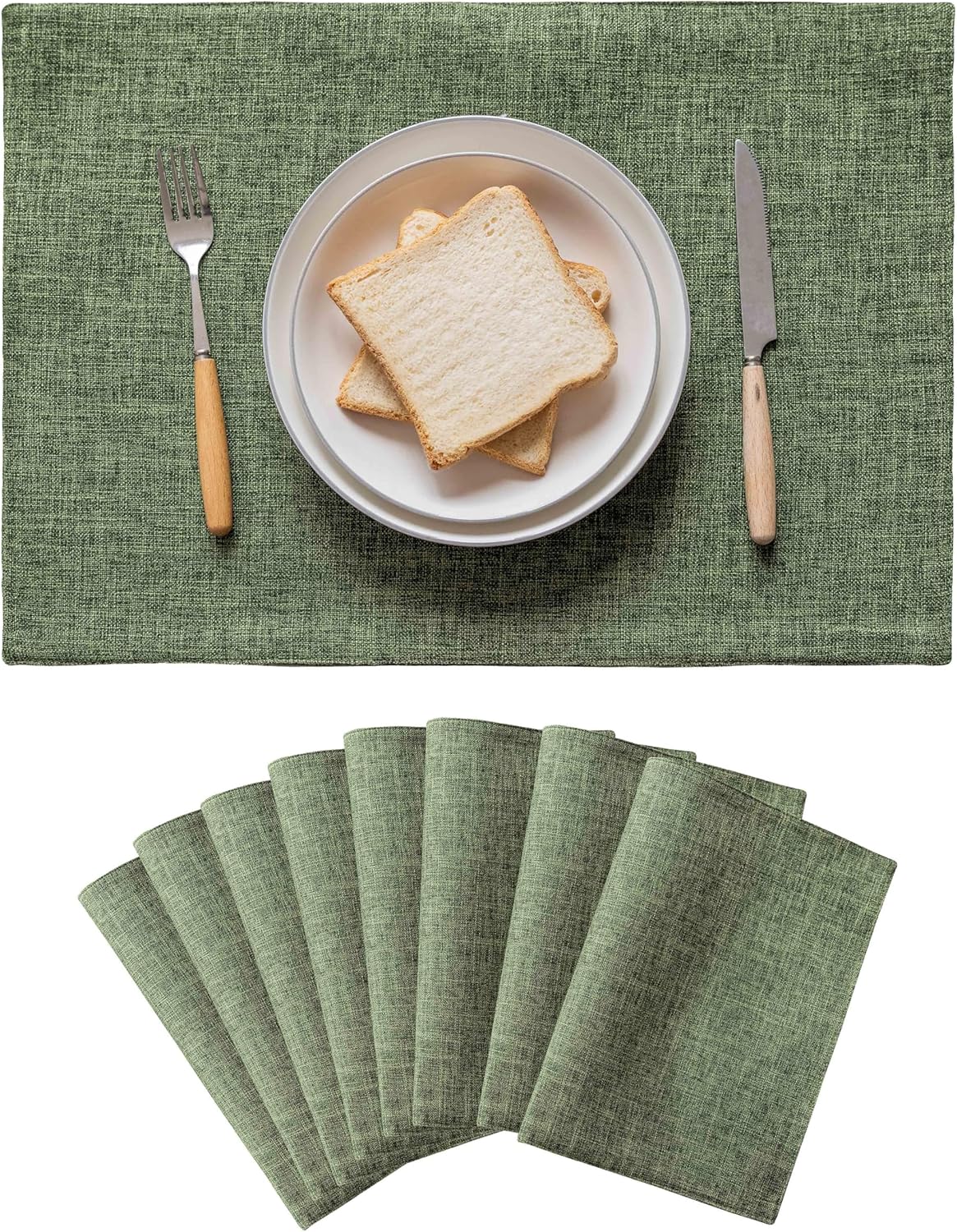 Home Brilliant Linen Cloth Placemats Set of 8 Heat Resistant Dining Table Place Mats Table Mat