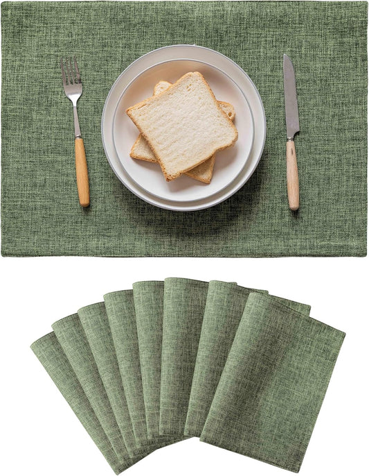 Home Brilliant Linen Cloth Placemats Set of 8 Heat Resistant Dining Table Place Mats Table Mat