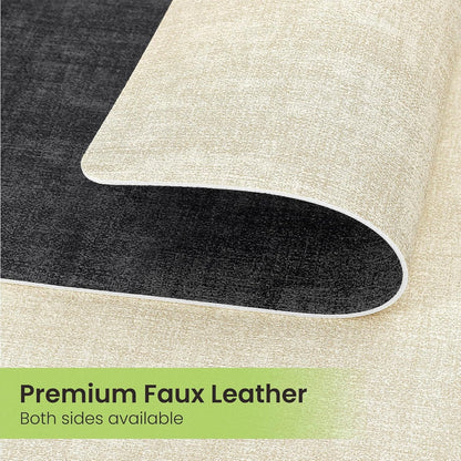 Faux Leather Dual Sided Placemats Set of 4, Square Non-Slip Heat Resistant Placemats with Coaster