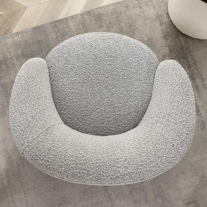 KINWELL 34" W Mid Century Modern Swivel Barrel Chair, Round Upholstered Boucle Swivel Accent
