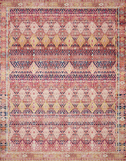Loloi Layla Collection LAY-15 Magenta/Multi 7'-6" x 9'-6" .13" Thick Area Rug, Soft, Durable