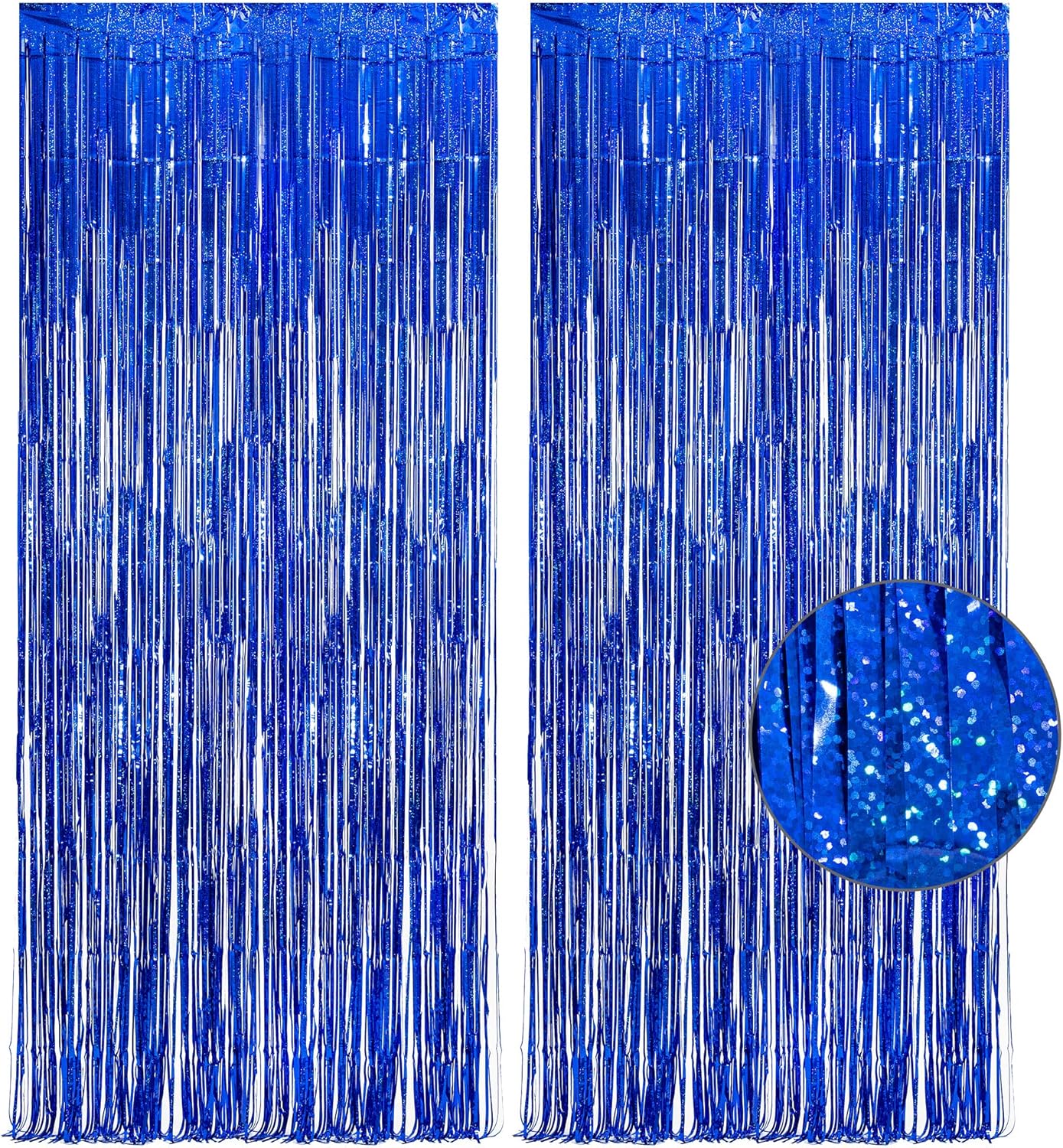 Dark Blue Tinsel Backdrop Streamers - GREATRIL Party Streamers Backdrop Foil Fringe Curtains for