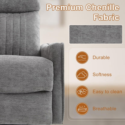 Manual Swivel Rocker Recliner Chair for Adults, Overstuffed Reclining Glider Chair for Nursing with