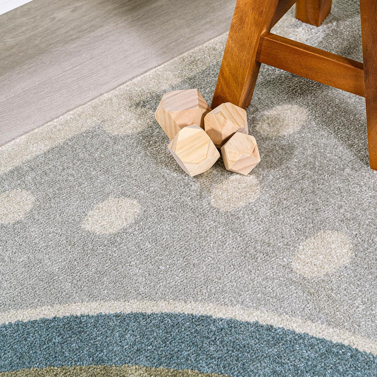 JONATHAN Y Machine-Washable Gray/Ivory/Yellow Runner Rug, 2x8, Minha Rainbow Dots, Kids & Novelty