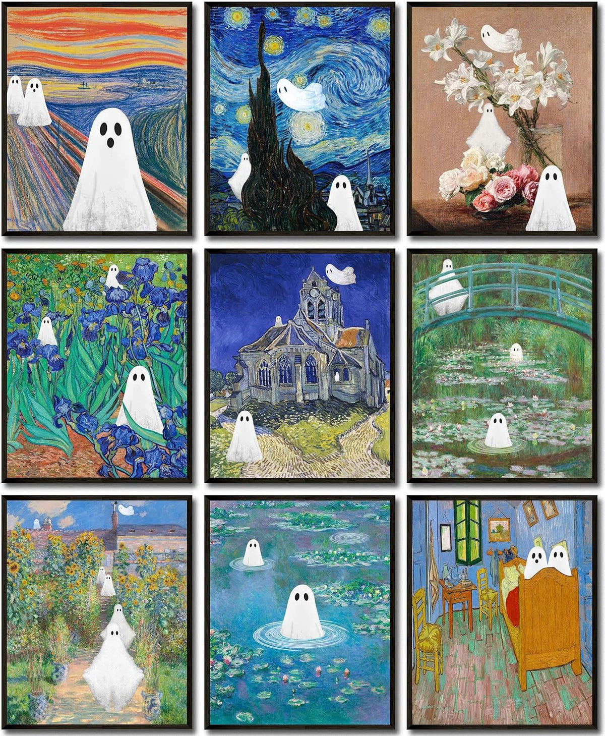 LANCHI95 Vintage Ghost Posters Halloween Wall Art Witch in The Forest Painting Prints Halloween