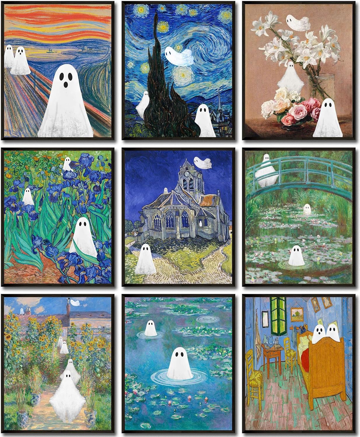 LANCHI95 Vintage Ghost Posters Halloween Wall Art Witch in The Forest Painting Prints Halloween