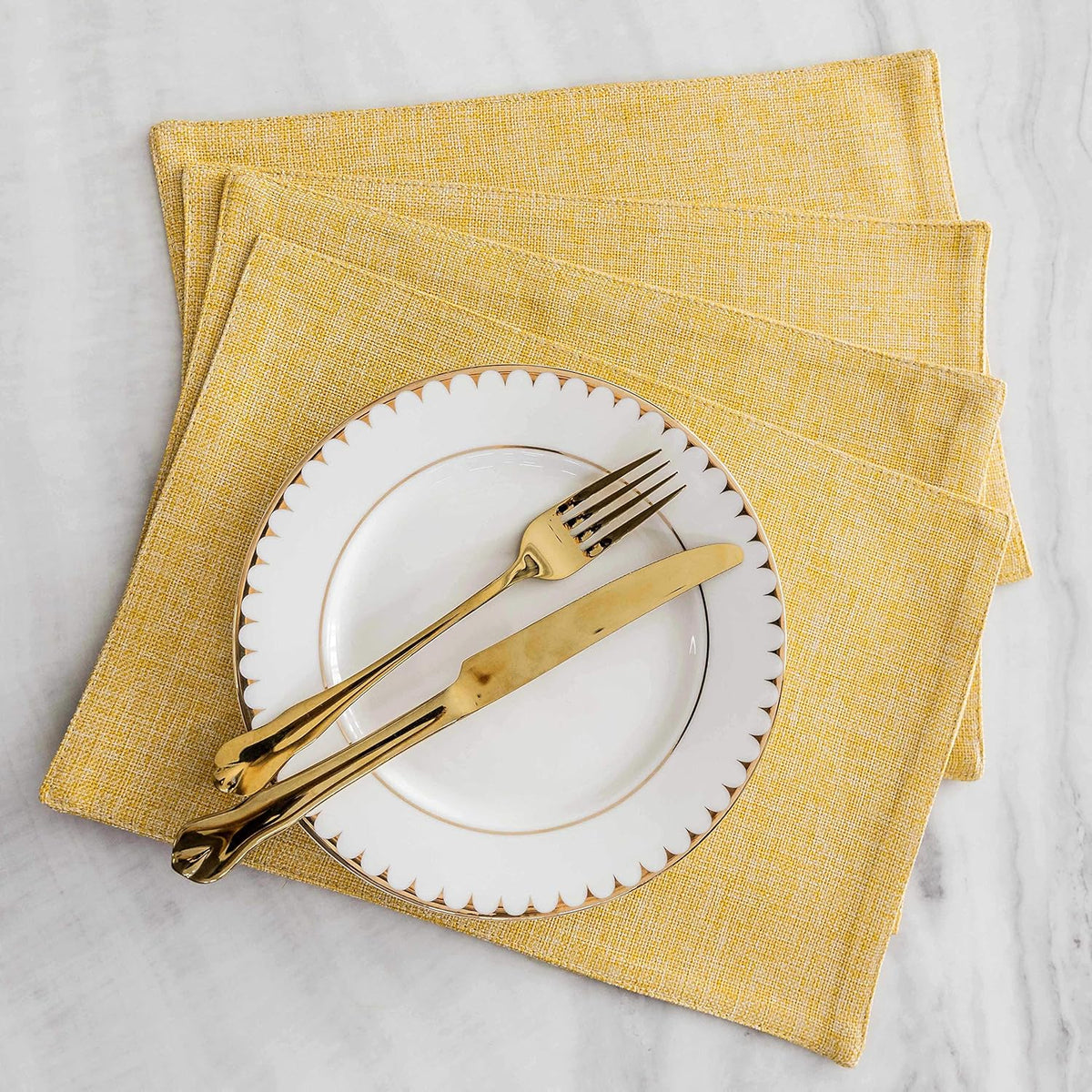 Home Brilliant Cloth Placemats Set of 4 Linen Placemat Washable Heat Resistant Dining Table Place