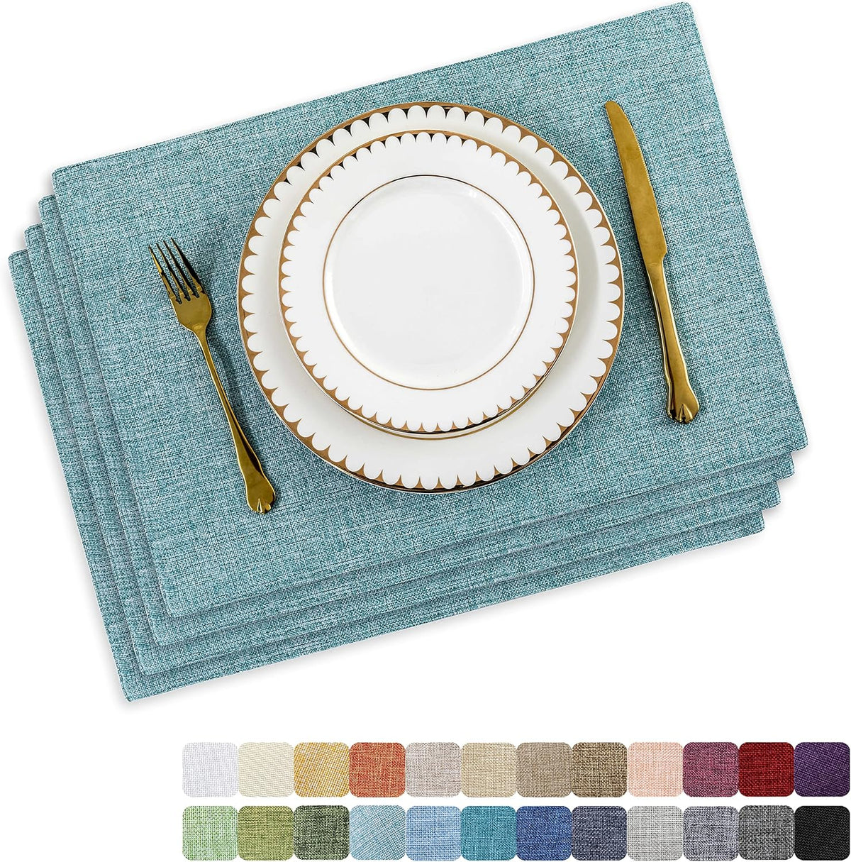 Home Brilliant Cloth Placemats Set of 4 for Holiday Dinner Linen Placemat Heat Resistant Dining