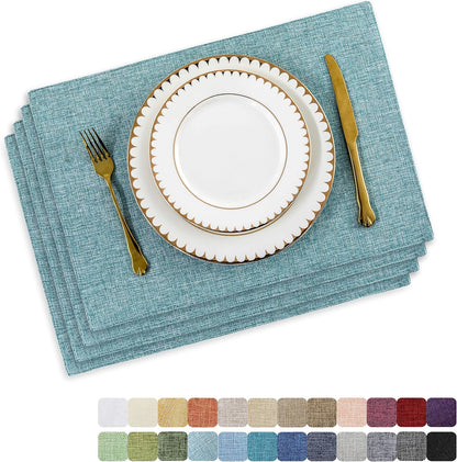 Home Brilliant Cloth Placemats Set of 4 for Holiday Dinner Linen Placemat Heat Resistant Dining