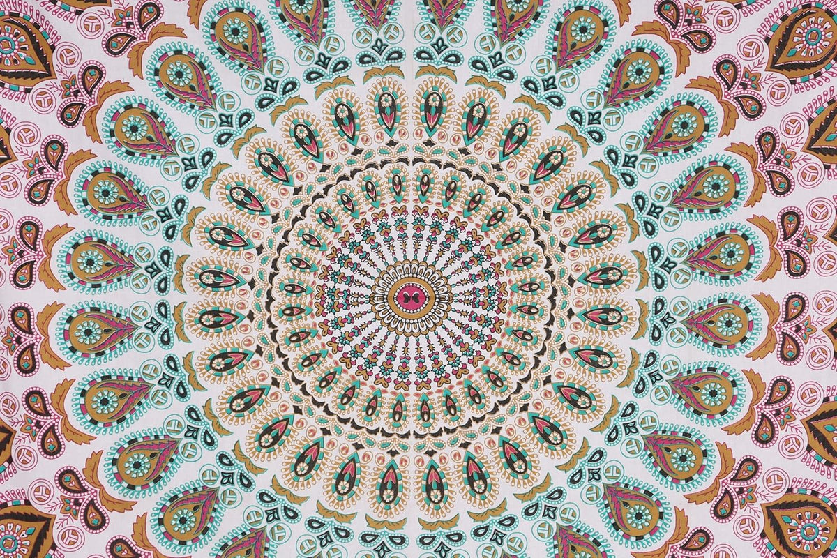 Bless International Handmade Indian hippie Bohemian Psychedelic Peacock Mandala Wall hanging