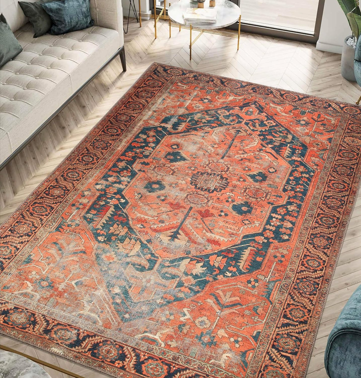 Keen Home Design 5x7 Rug - Machine Washable Area Rug with Non-Slip Backing, Ideal for Living Room