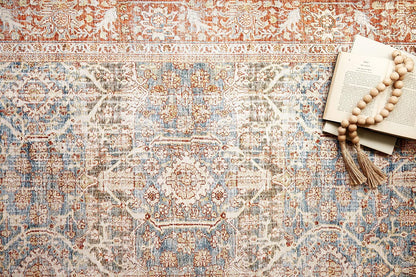 Loloi Layla Collection LAY-04 Ocean/Rust 2'-6" x 7'-6" .13" Thick Runner Rug, Soft, Durable