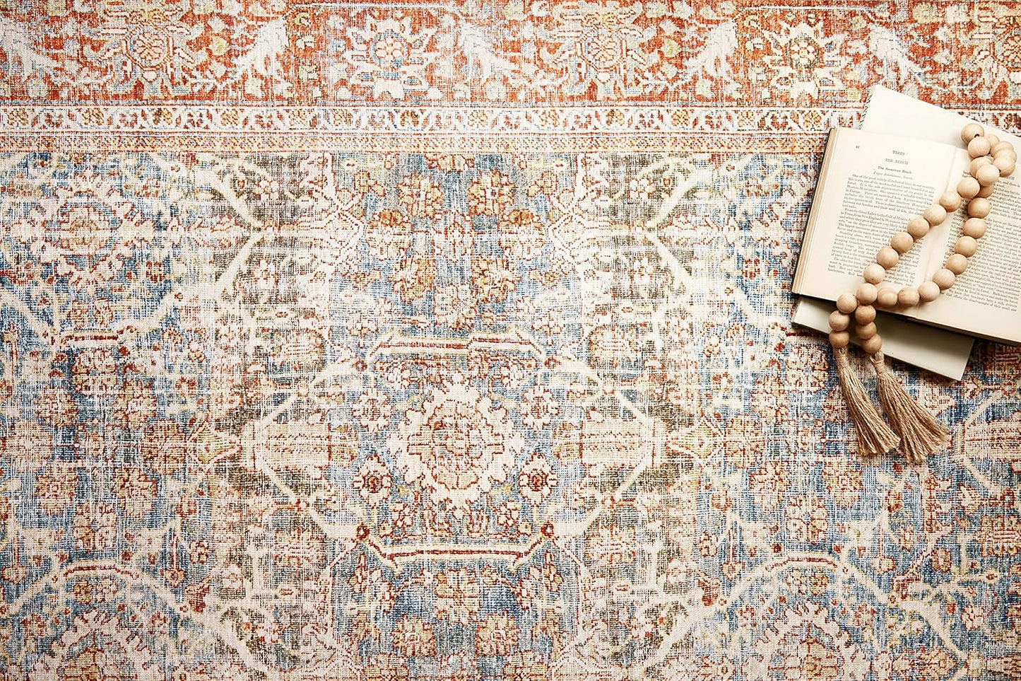 Loloi Layla Collection LAY-04 Ocean/Rust 2'-6" x 9'-6" .13" Thick Runner Rug, Soft, Durable