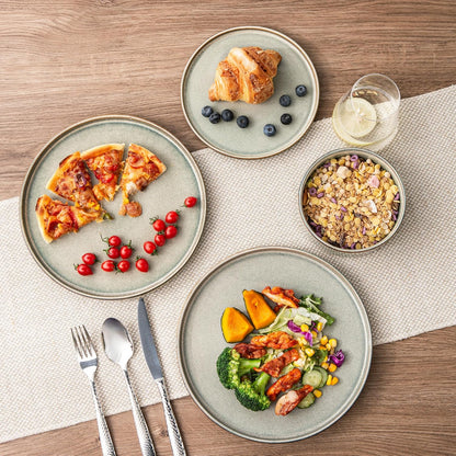 AmorArc Ceramic Dinnerware Sets, Handmade Reactive Glaze Stoneware Plates and Bowls Sets,Highly
