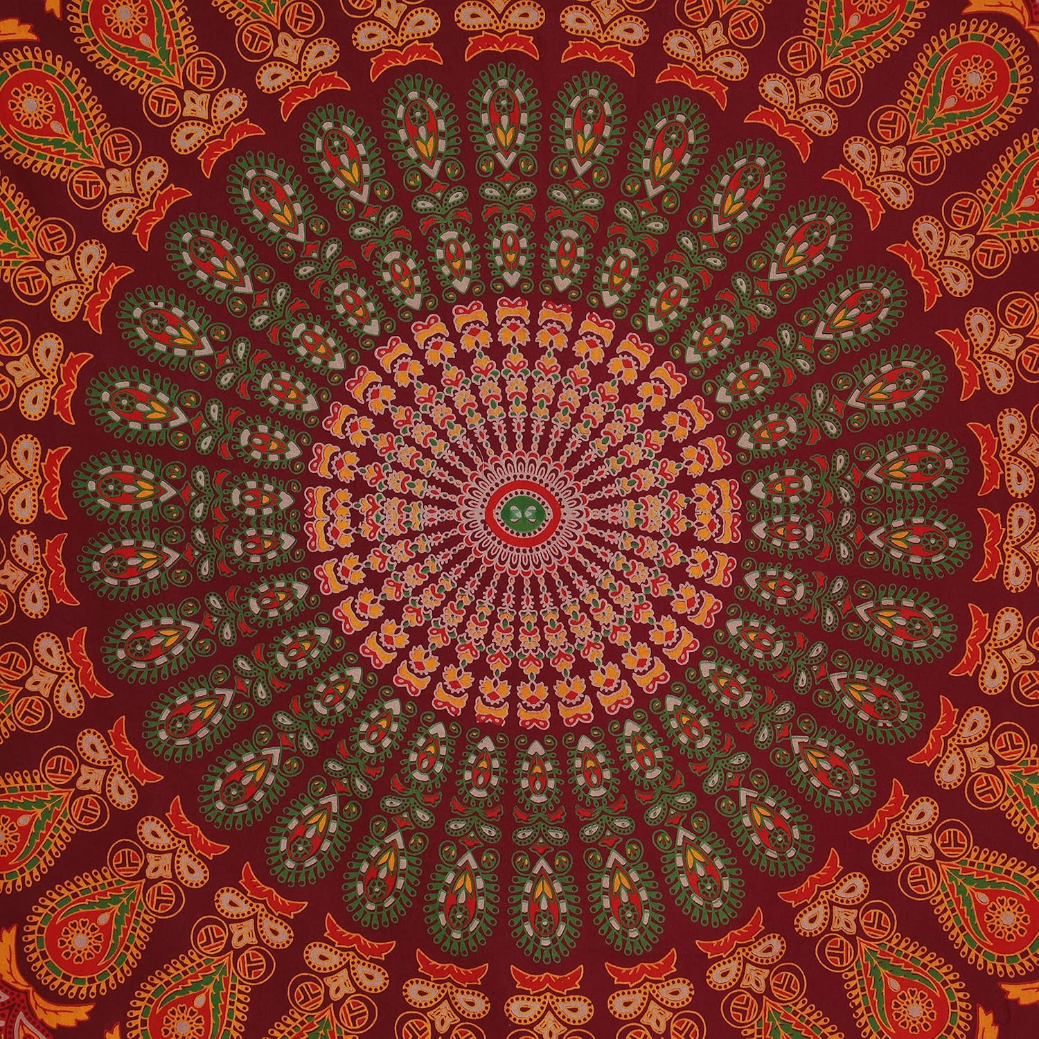Bless International Handmade Indian hippie Bohemian Psychedelic Peacock Mandala Wall hanging