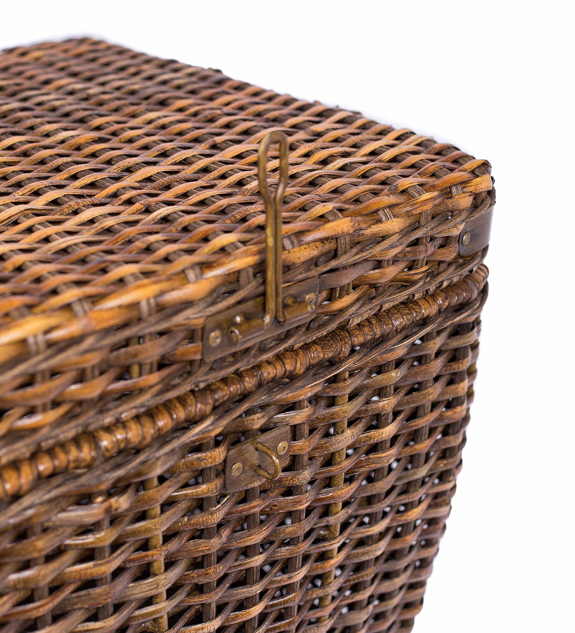 BIRDROCK HOME Rattan Peel Storage Cube | Removable Lid | Spacious Interior Basket | Organizer Bin |
