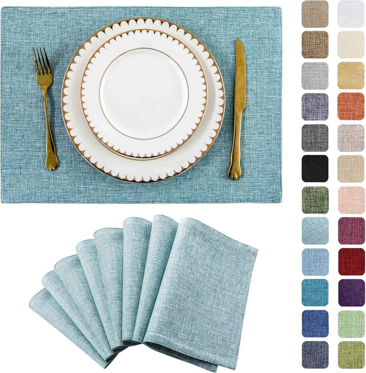 Home Brilliant Cloth Placemats Set of 8 for Holiday Dinner Linen Placemat Heat Resistant Dining