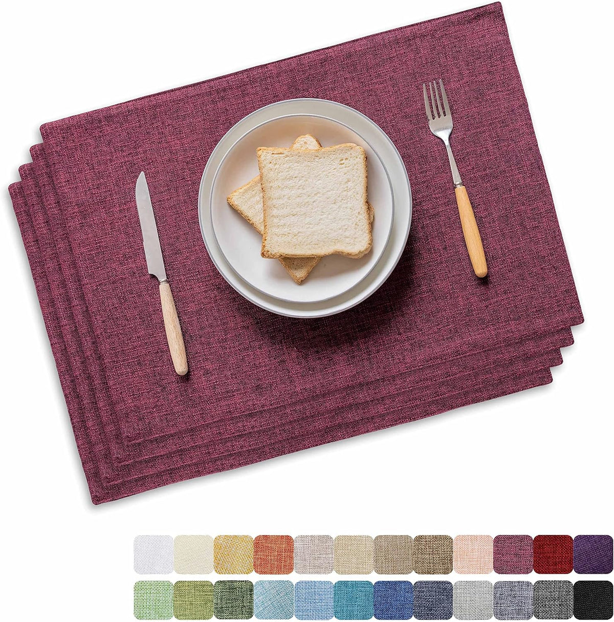 Home Brilliant Red Placemats Set of 4 Cloth Placemat for Holiday Heat Resistant Dining Table Mats