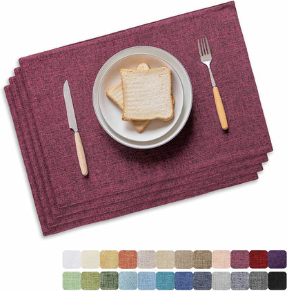 Home Brilliant Red Placemats Set of 4 Cloth Placemat for Holiday Heat Resistant Dining Table Mats