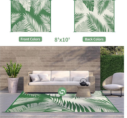 GENIMO Outdoor Rug 8' x 10' Waterproof for Patios Clearance, Reversible Outdoor Plastic Straw