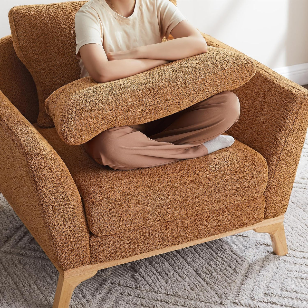 Large-Sized Accent Chair, Thick Cushion Bedroom Reading Chair, Comfortable Living Room Single Sofa，