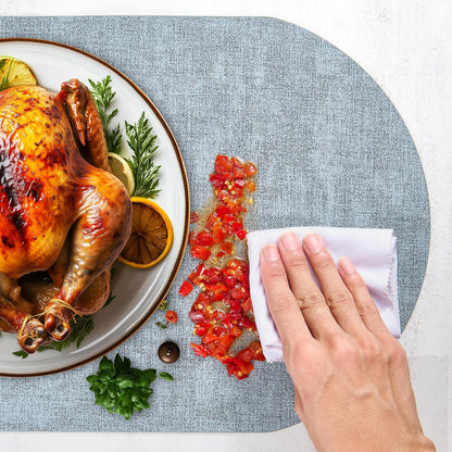 DOLOPL Placemats Set of 6, Oval Reversible Wipeable & Heat Resistant Place Mats, Modern Faux