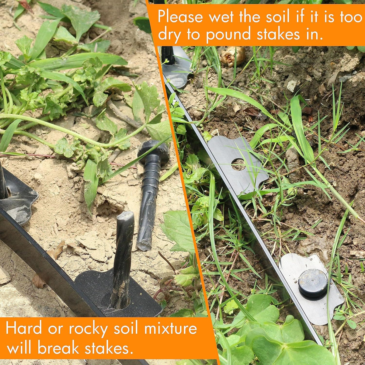 Gardzen 1.5" x 20' Landscape Edging Kit, Garden Edging Coil Comes with 24 Pcs Spikes, No Dig Lawn