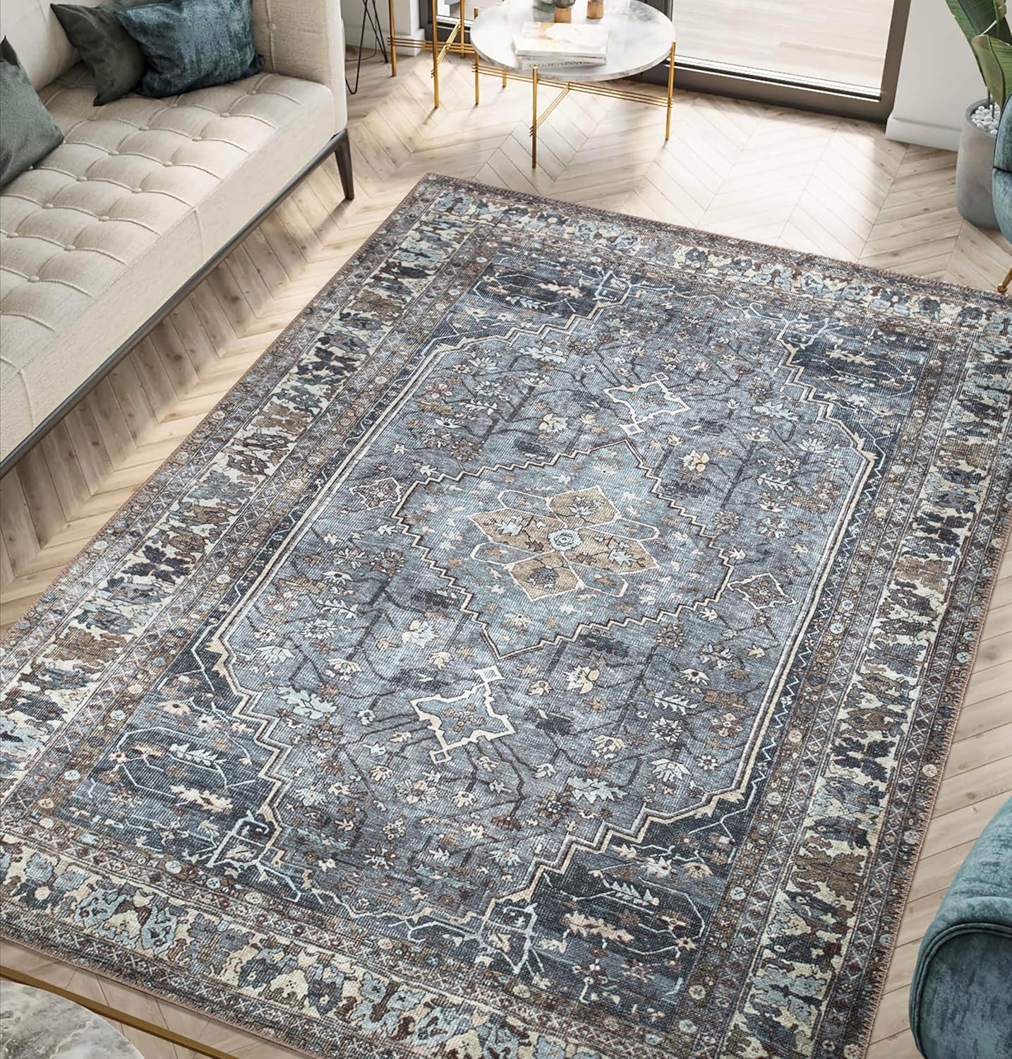 Keen Home Design 6x9 Rug - Machine Washable Area Rug with Non-Slip Backing, Ideal for Living Room