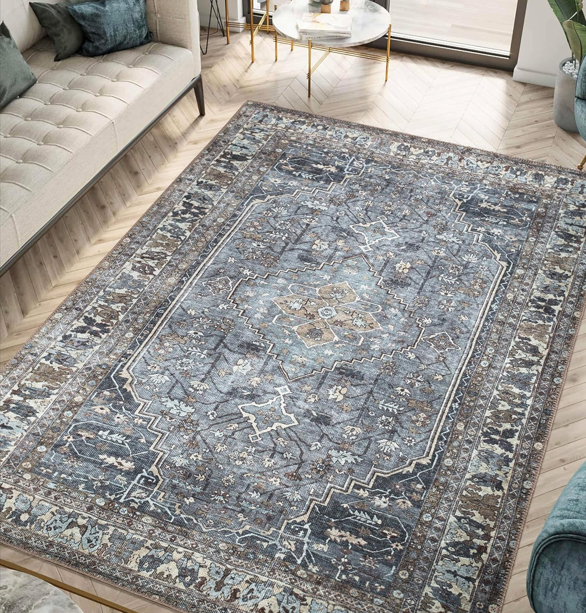 Keen Home Design 6x9 Rug - Machine Washable Area Rug with Non-Slip Backing, Ideal for Living Room