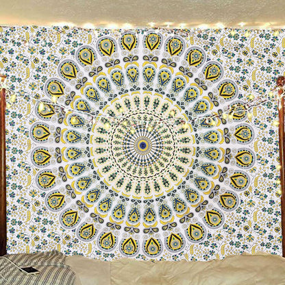 Bless International Handmade Indian hippie Bohemian Psychedelic Peacock Mandala Wall hanging