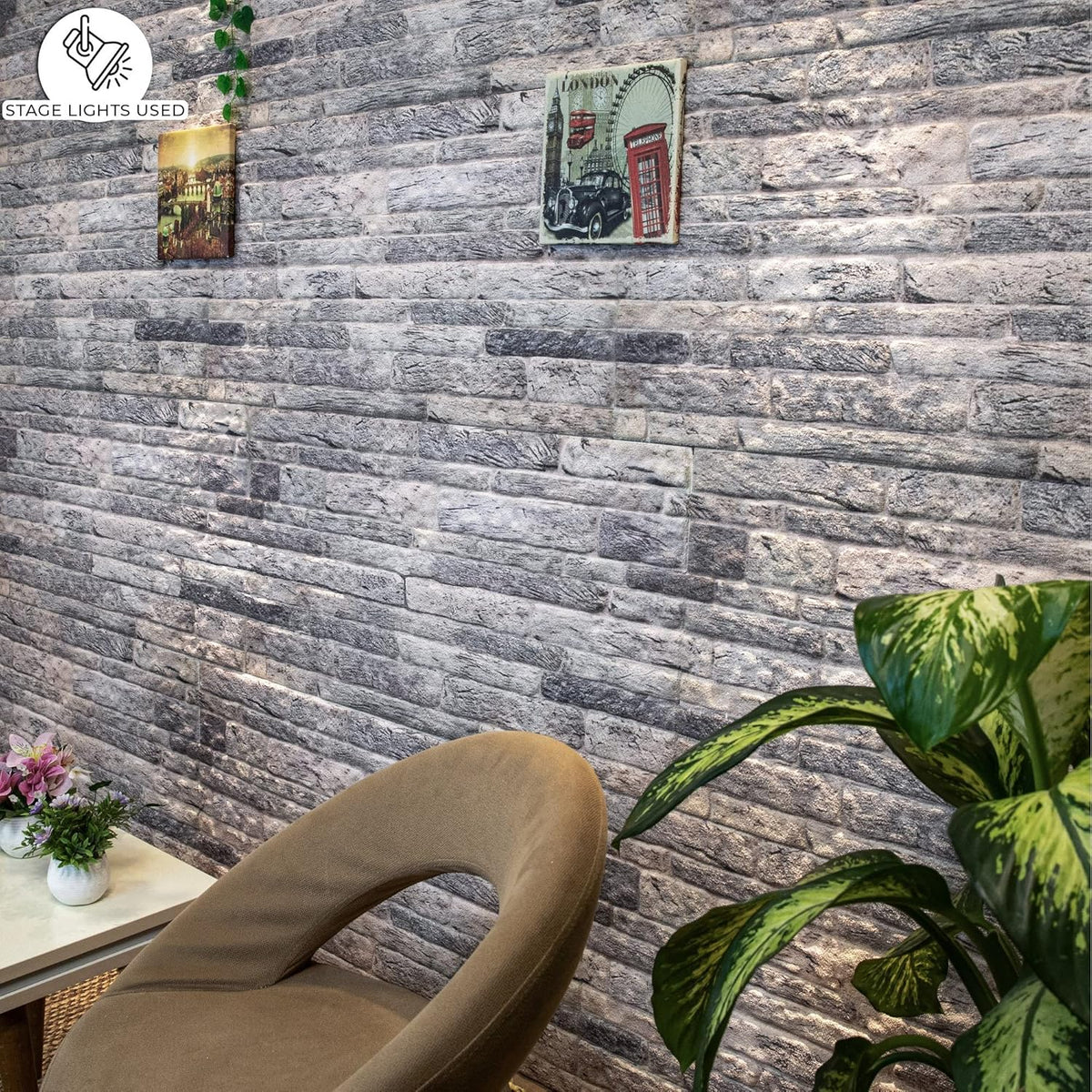 Dundee Deco 3D Wall Panels Faux Brick - Cladding Light Grey Stone Look Wall Paneling, Styrofoam