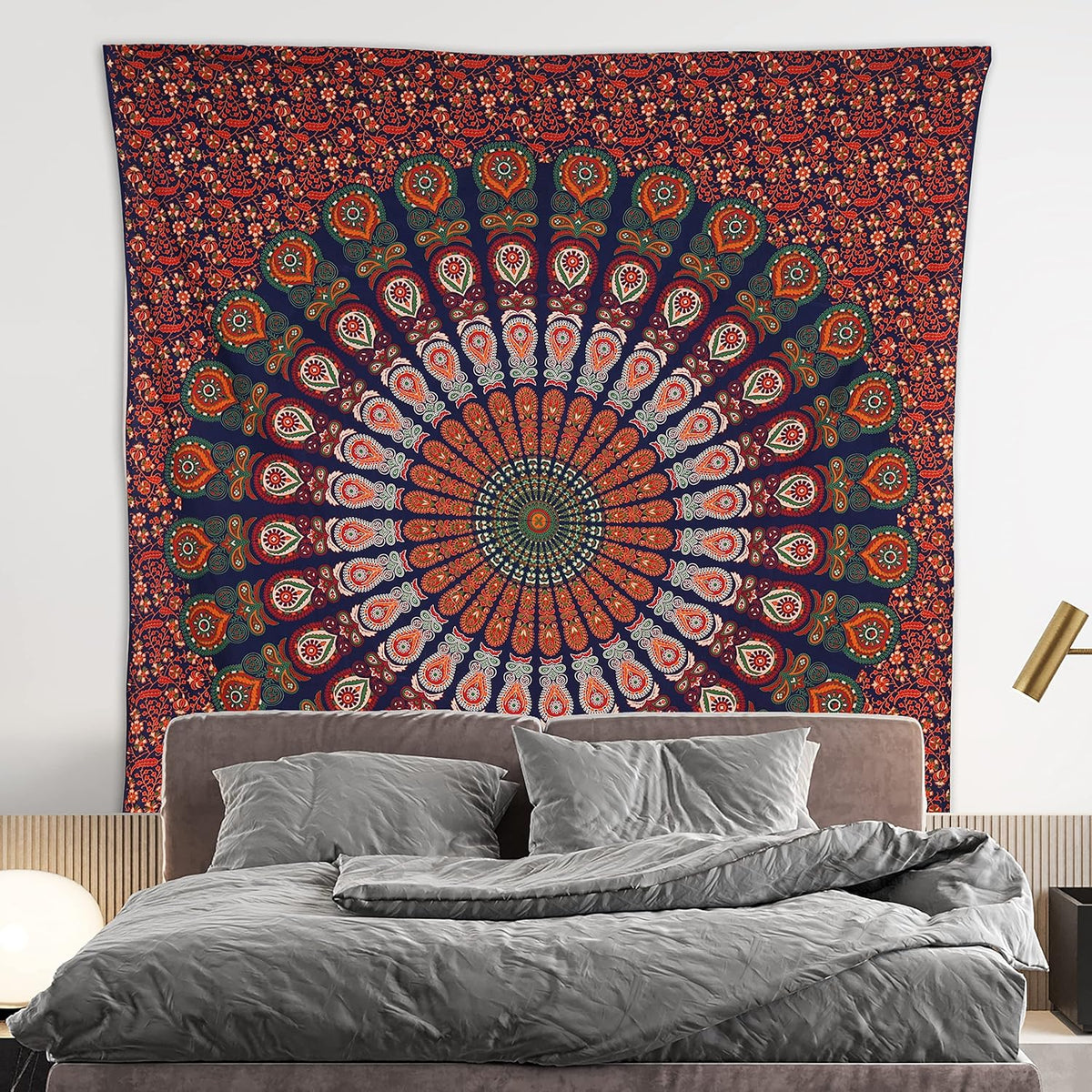 Bless International Handmade Indian hippie Bohemian Psychedelic Peacock Mandala Wall hanging