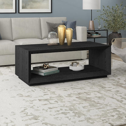 Henn&Hart 48" Rectangular Coffee Table with Open Storage Shelf for Living Room, Family Room, or