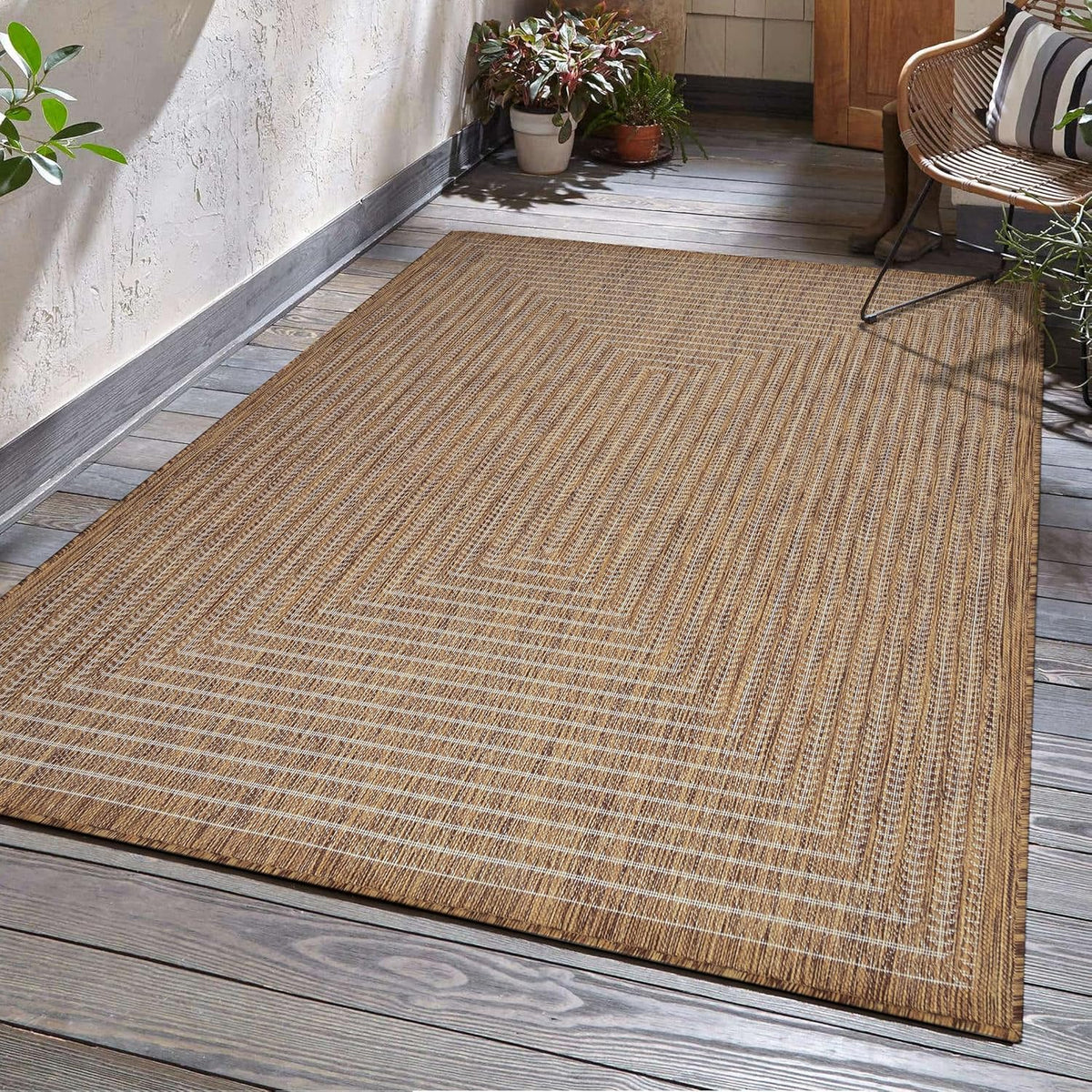 Adiva Rugs Outdoor Indoor Area Rug, Weather Resistant, Easy to Clean, Stain Resistant Floor Mat for