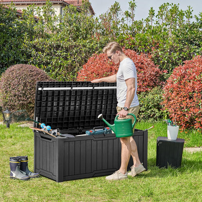 YITAHOME 120 Gallon Large Deck Box, Resin Outdoor Storage Box for Outdoor Pillows, Garden Tools and