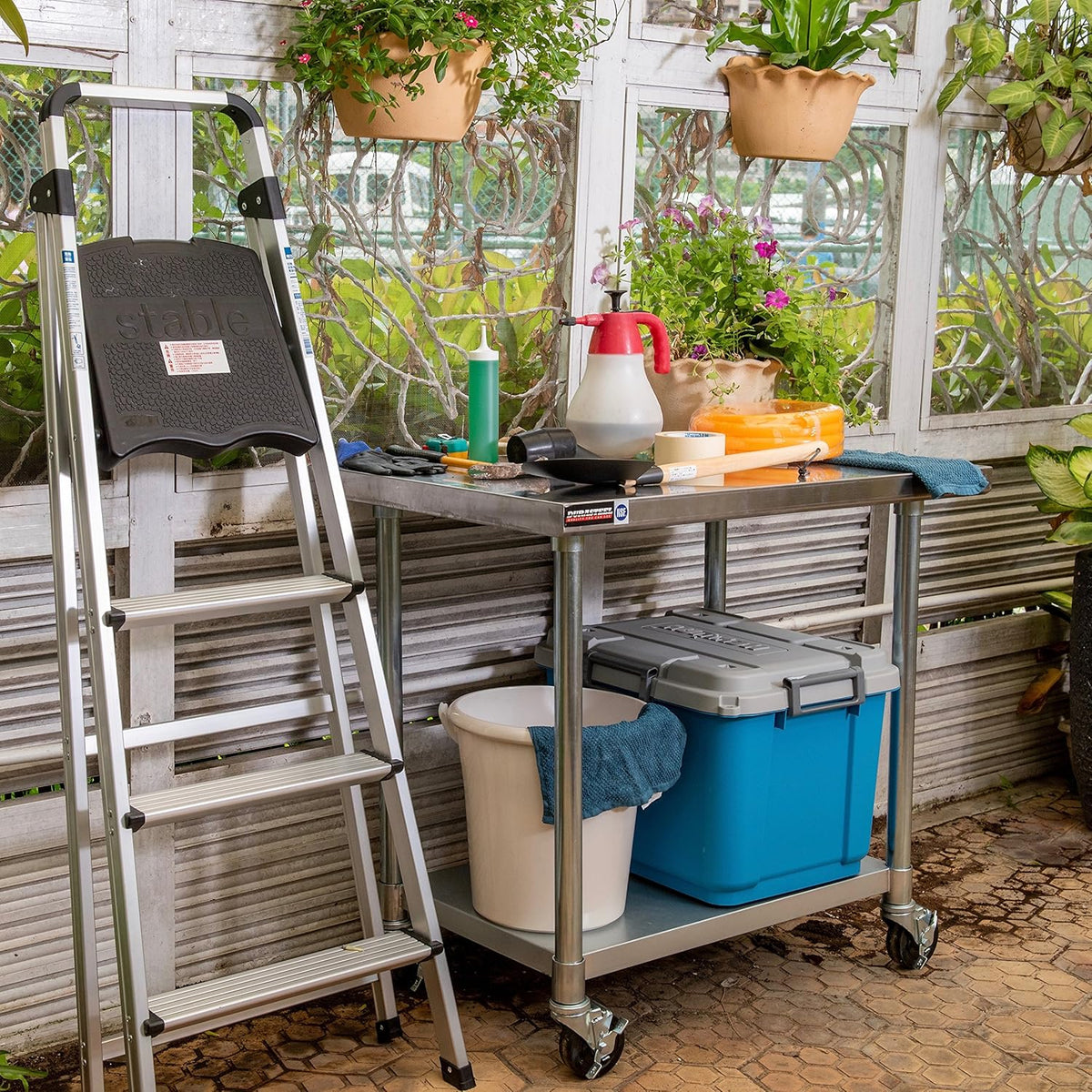 DuraSteel 30x30 NSF Stainless Steel Cart - Heavy Duty Rolling Food Prep Table with Undershelf