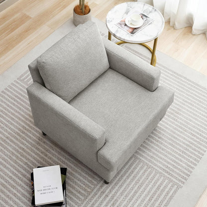 Mid-Century Accent Chair,Modern Linen Fabric Armchair for Living Room,Comfy Upholstered Reading