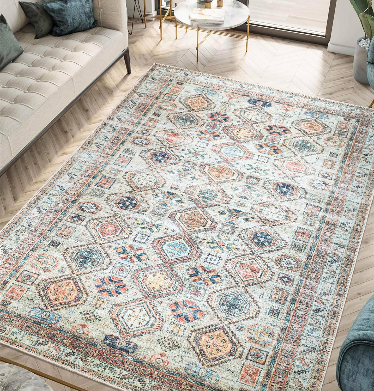 Keen Home Design 5x7 Rug - Machine Washable Area Rug with Non-Slip Backing, Ideal for Living Room