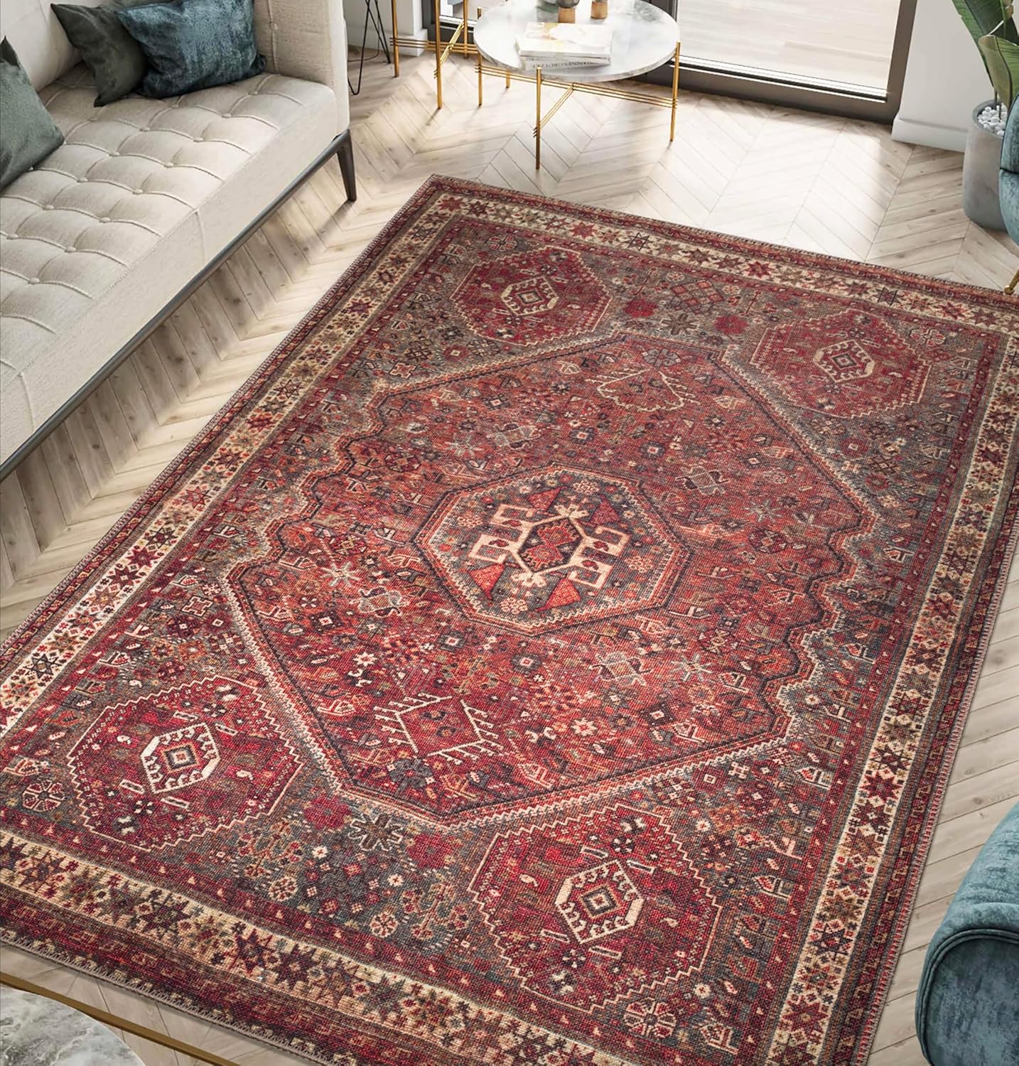 Keen Home Design 6x9 Rug - Machine Washable Area Rug with Non-Slip Backing, Ideal for Living Room