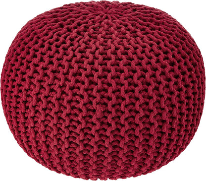 REDEARTH Round Pouf Ottoman - Hand Knitted Cable Boho Poof - Foot Stool Bean Bag - Home Décor